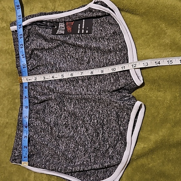 Splash Juniors Heathered Black White Polyester Spandex Running Shorts Athletic L - Picture 3 of 8